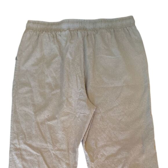 Khaki Sun Print Pull On Cotton Linen Hippie Trouser Pants Size Large - Picture 8 of 14